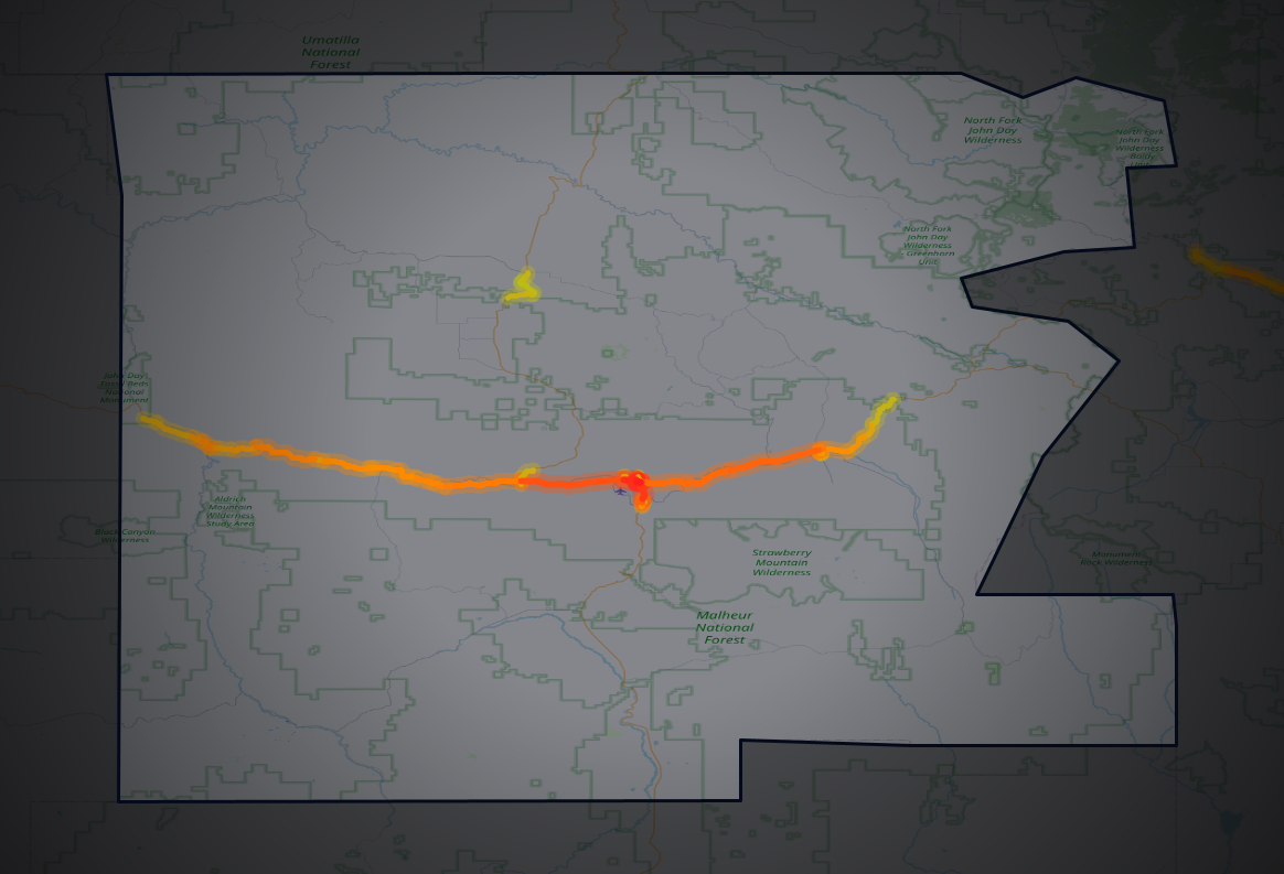 Traffic map of Grant, Oregon