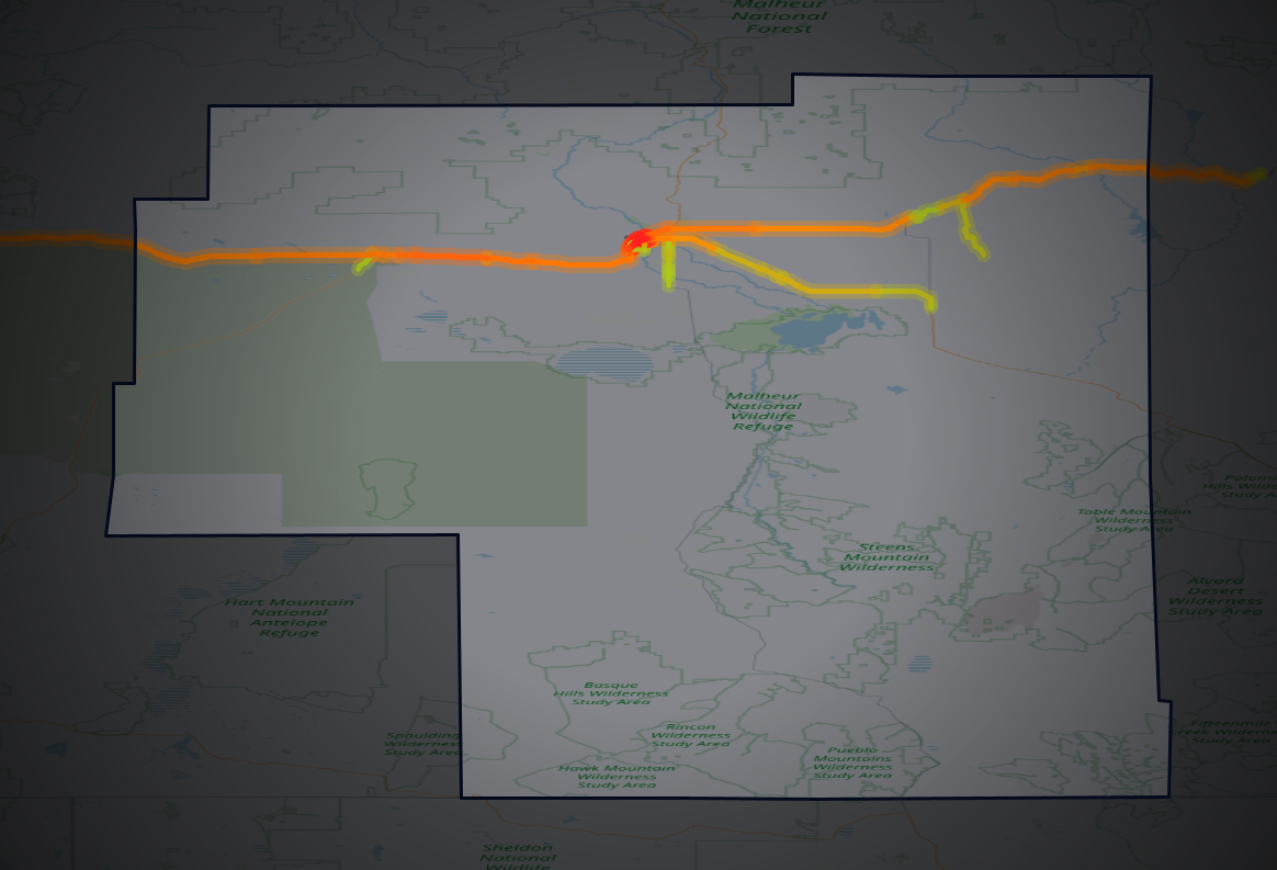 Traffic map of Harney, Oregon