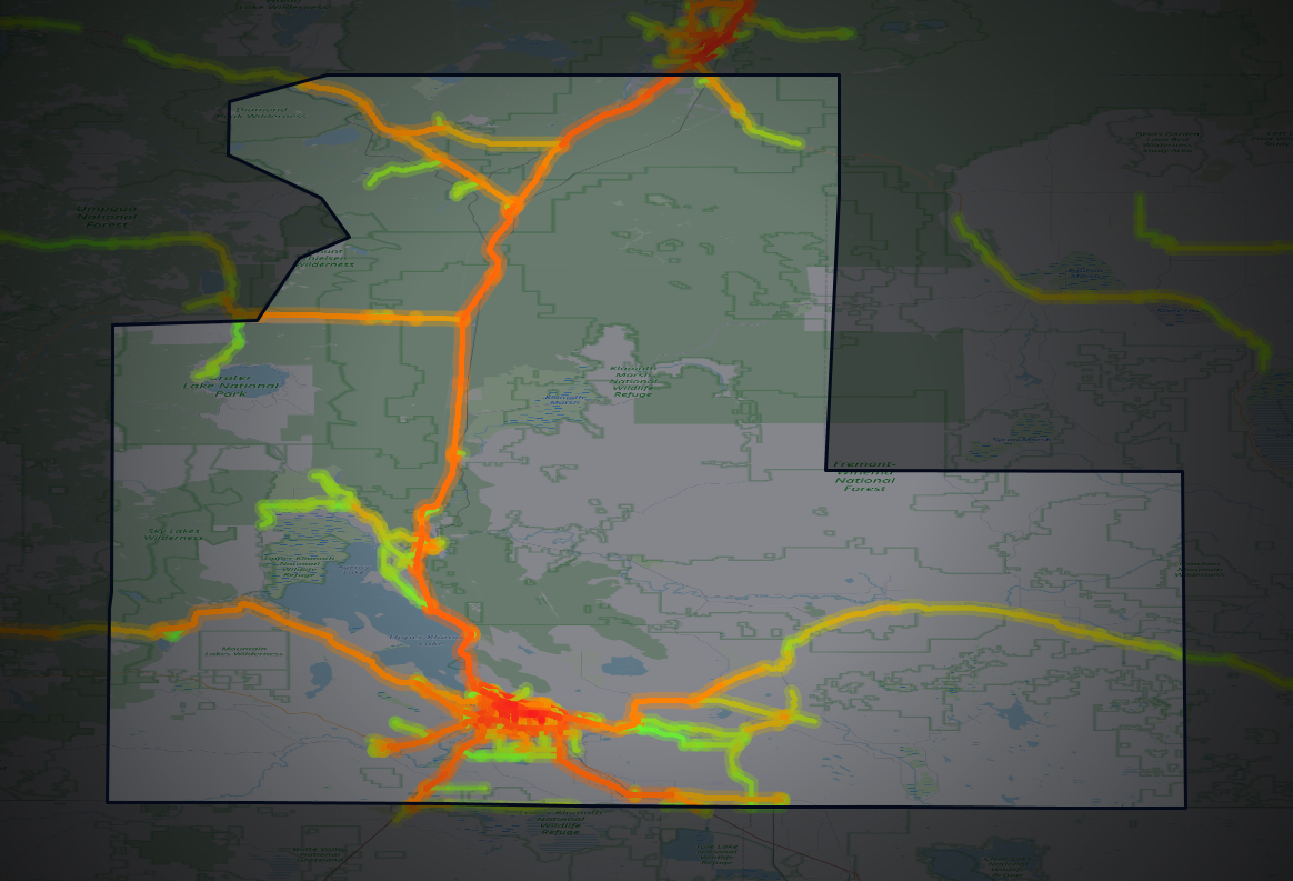 Traffic map of Klamath, Oregon