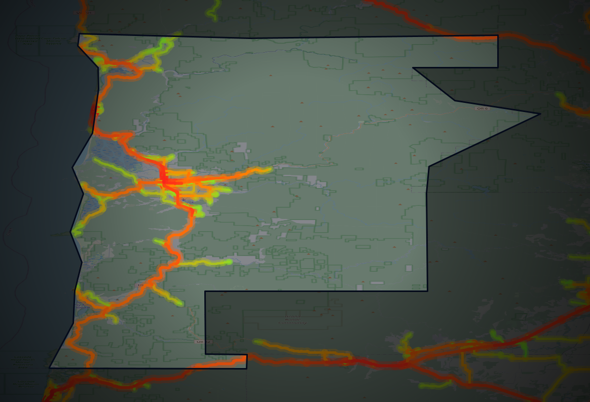 Traffic map of Tillamook, Oregon