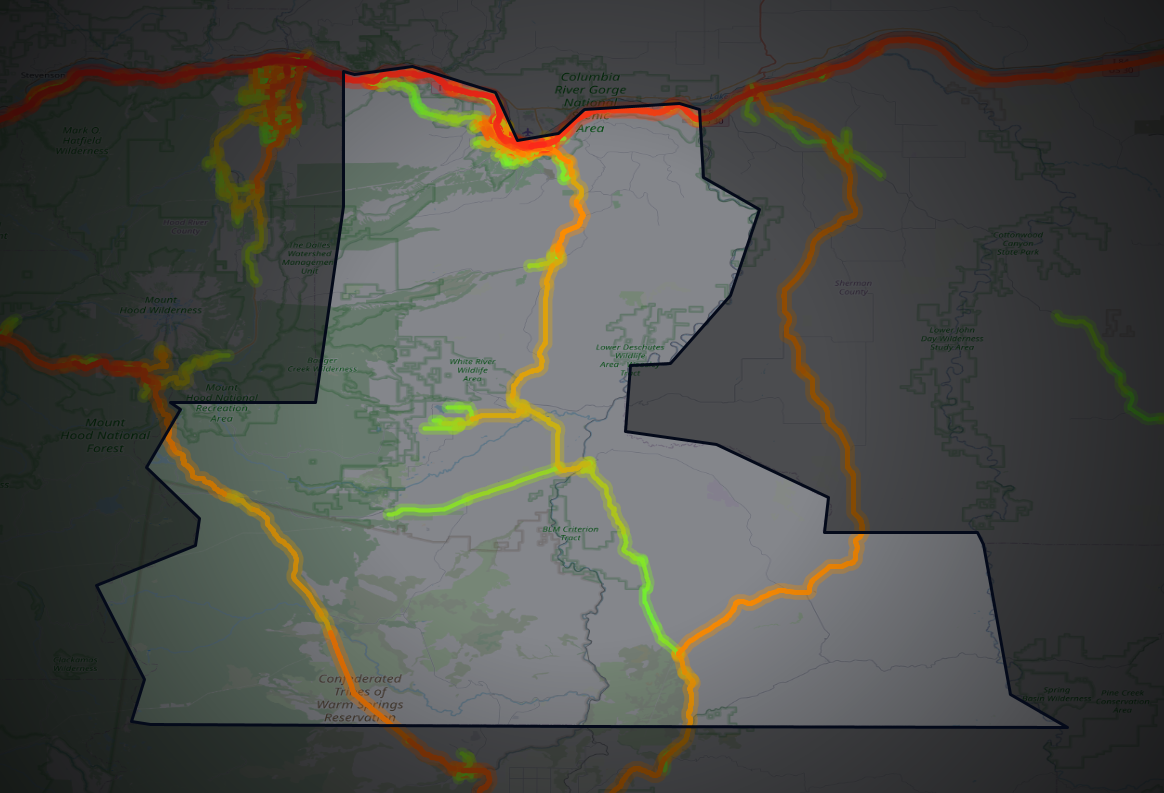 Traffic map of Wasco, Oregon