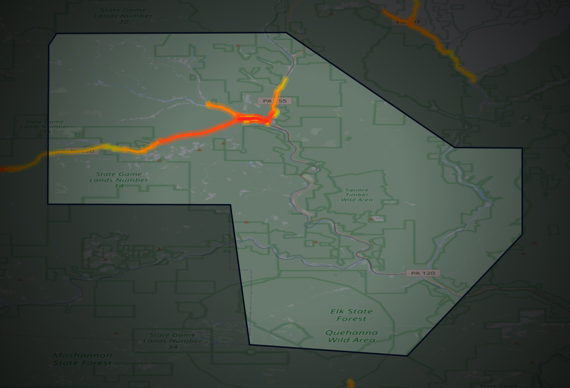Traffic map of Cameron, Pennsylvania