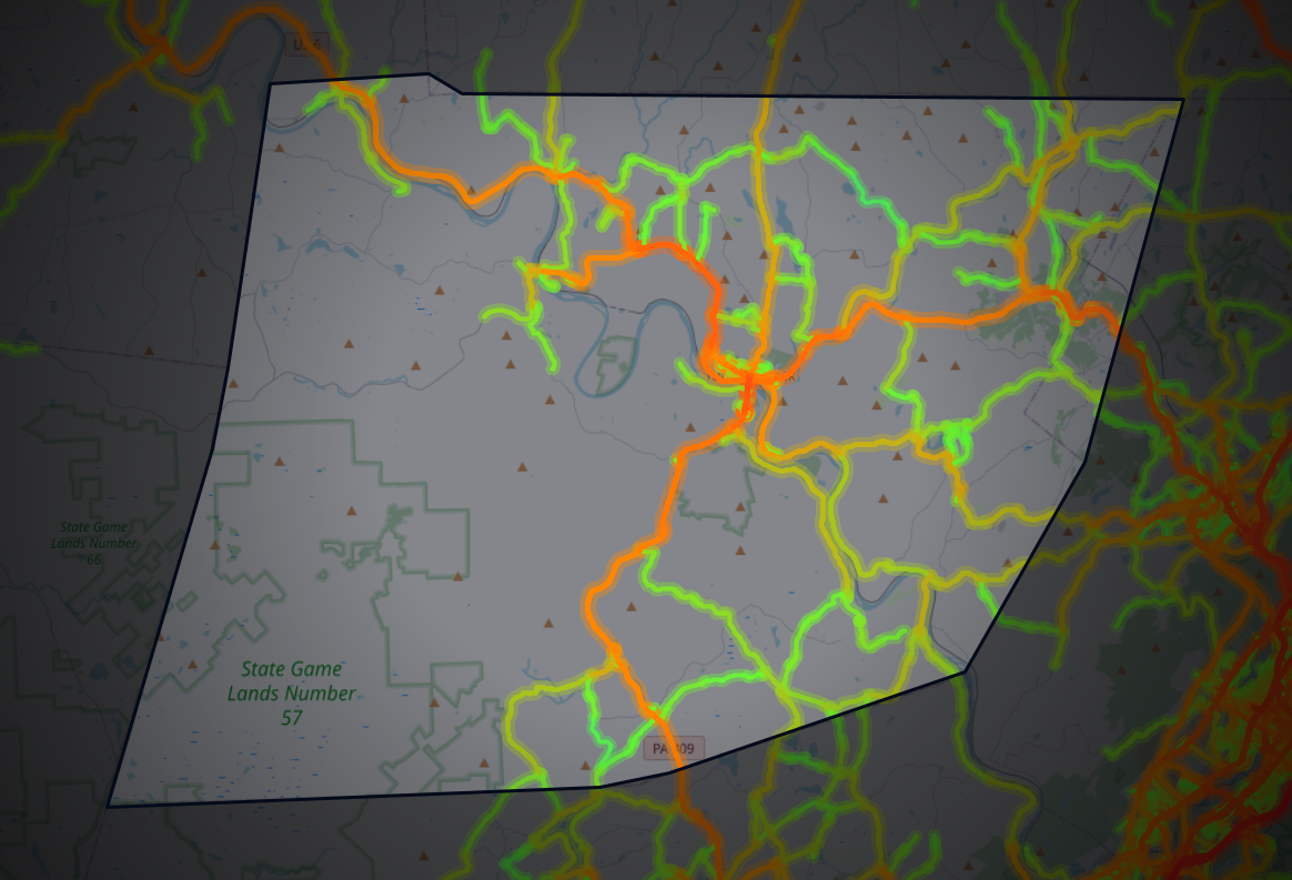 Traffic map of Wyoming, Pennsylvania