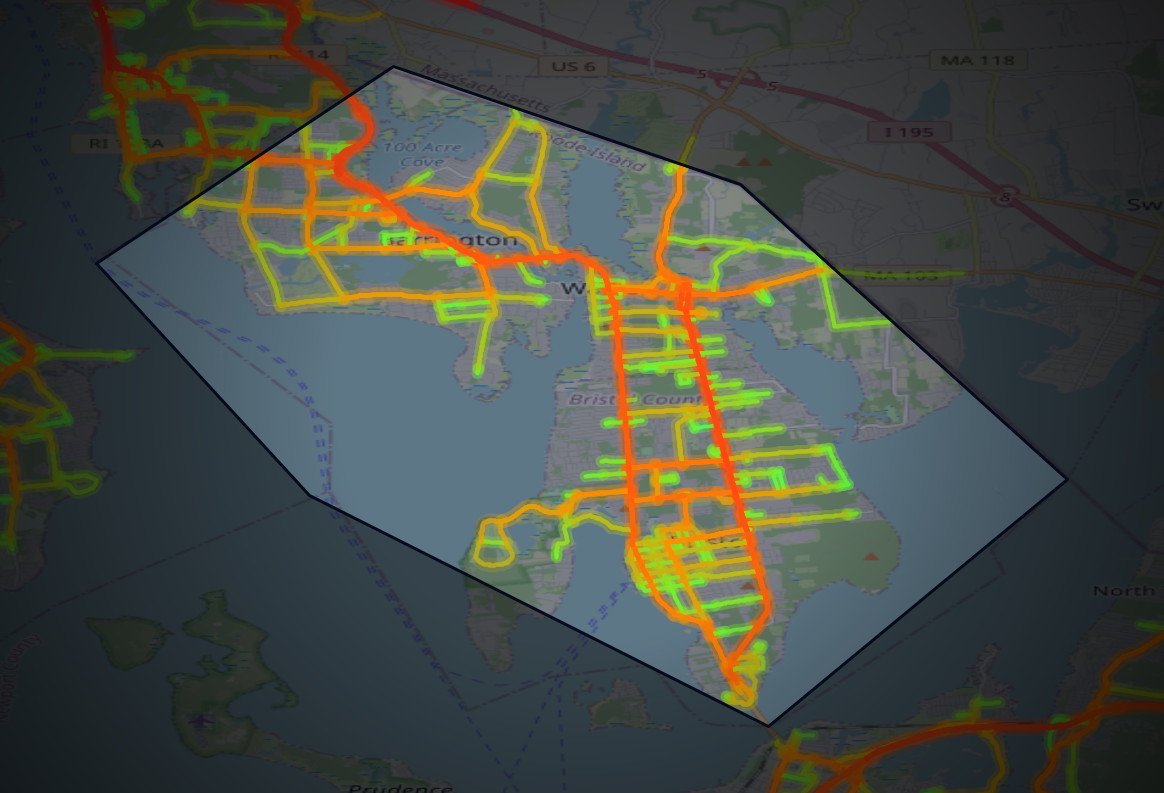 Traffic map of Bristol, Rhode Island