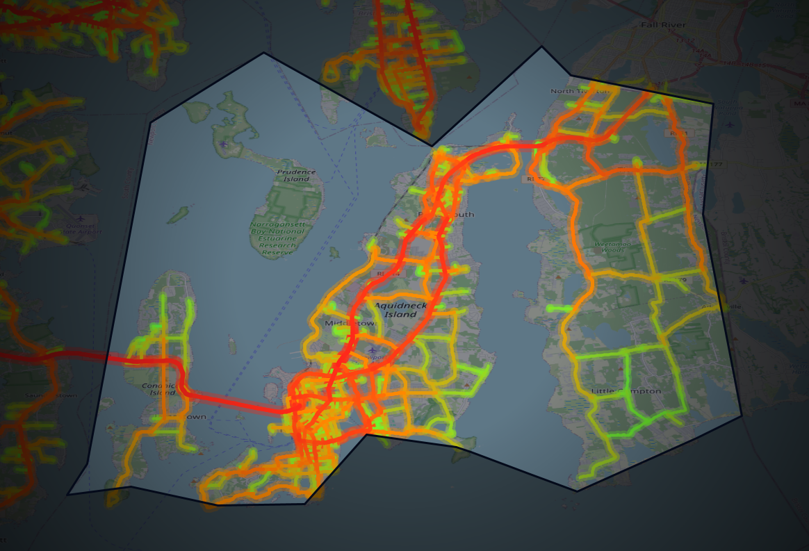 Traffic map of Newport, Rhode Island