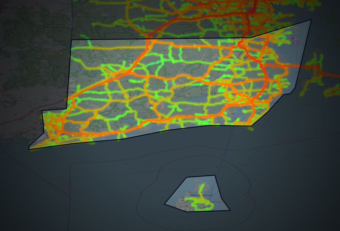 Traffic map of Washington, Rhode Island