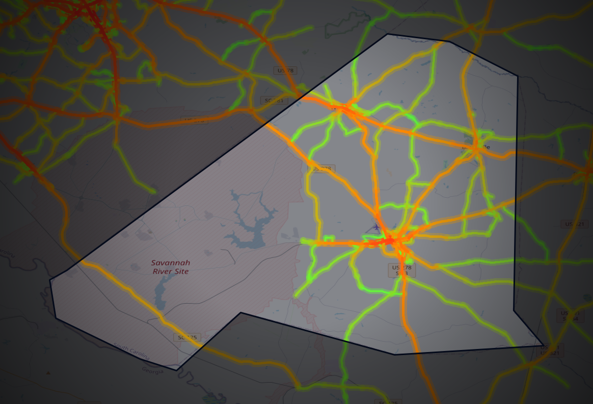 Traffic map of Barnwell, South Carolina