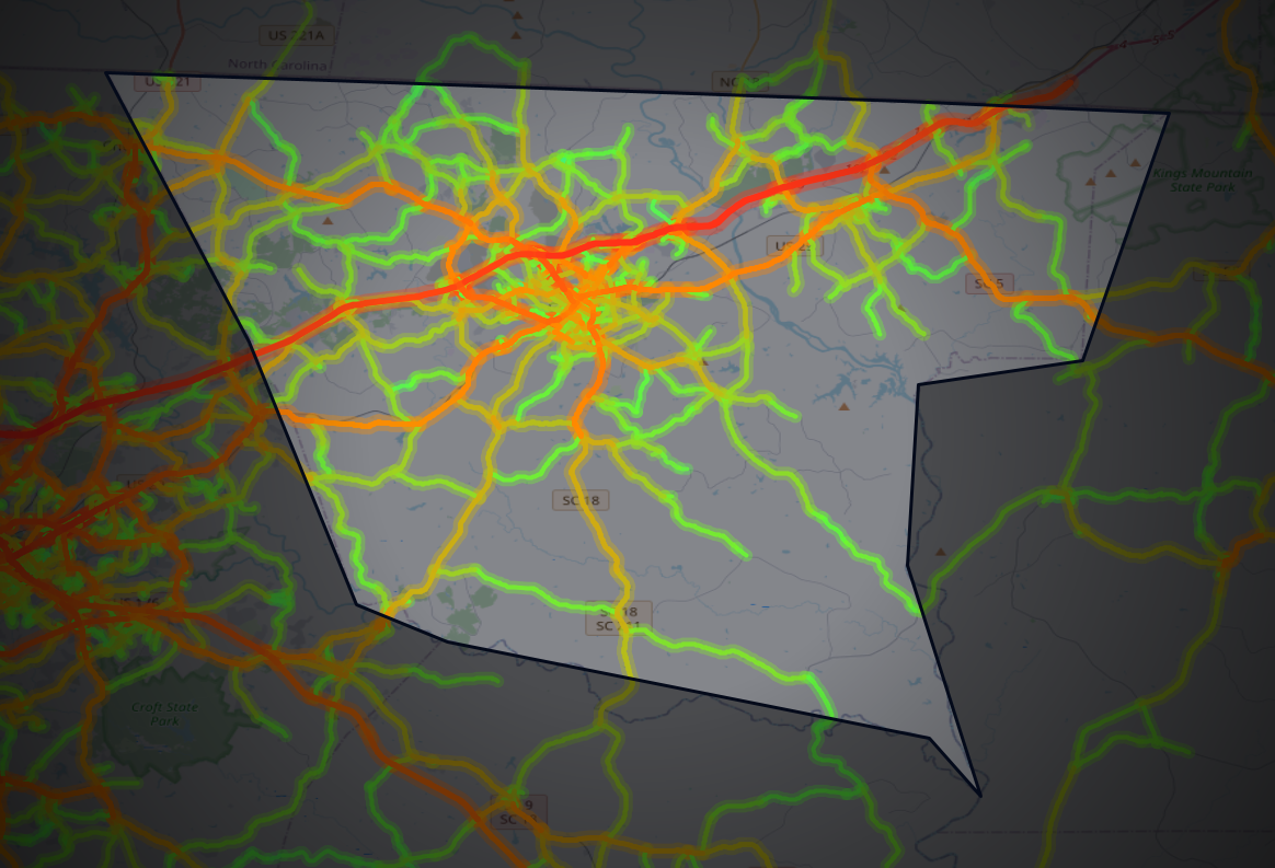 Traffic map of Cherokee, South Carolina