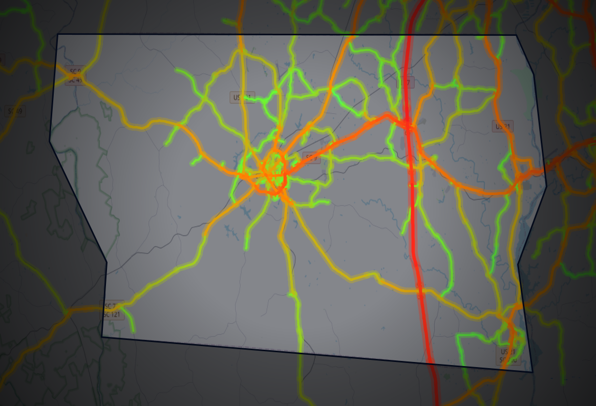 Traffic map of Chester, South Carolina