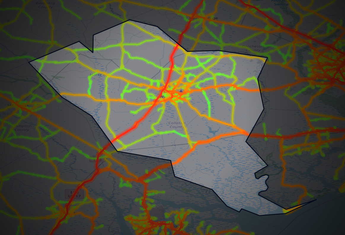 Traffic map of Colleton, South Carolina