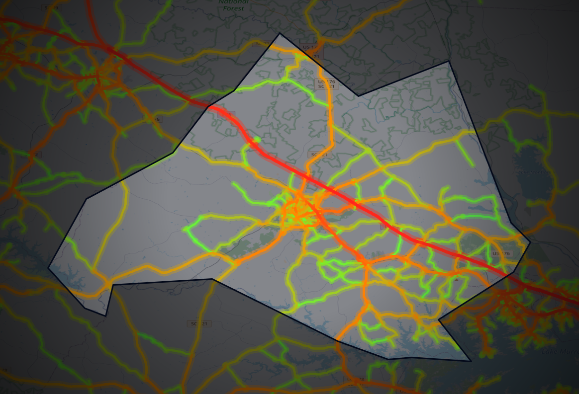 Traffic map of Newberry, South Carolina