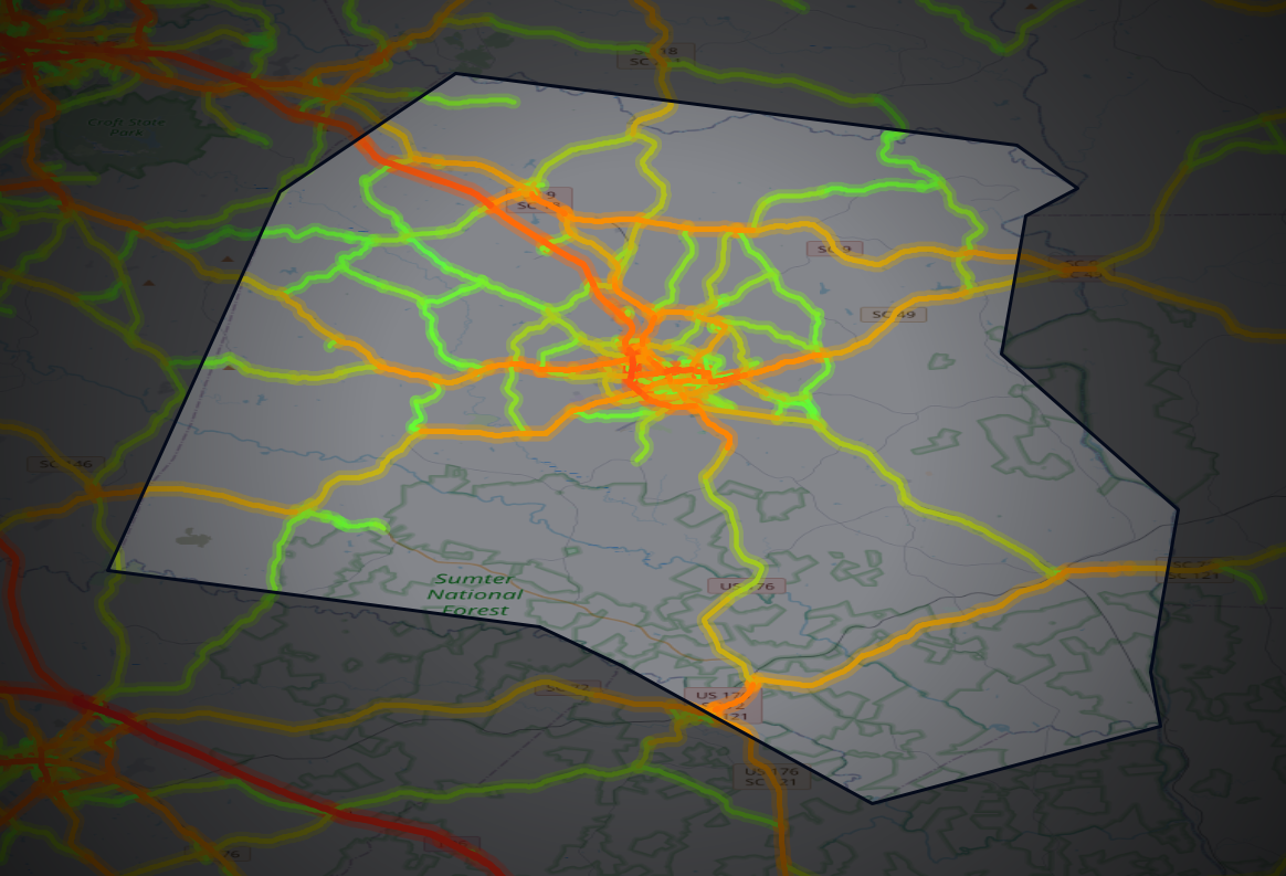 Traffic map of Union, South Carolina