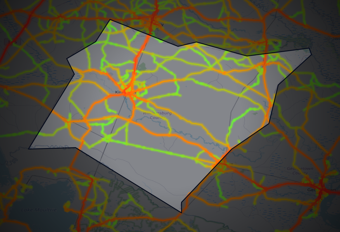 Traffic map of Williamsburg, South Carolina