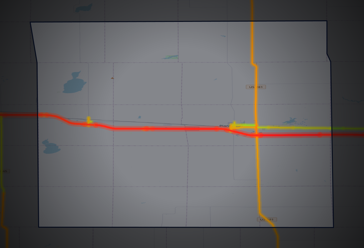 Traffic map of Aurora, South Dakota
