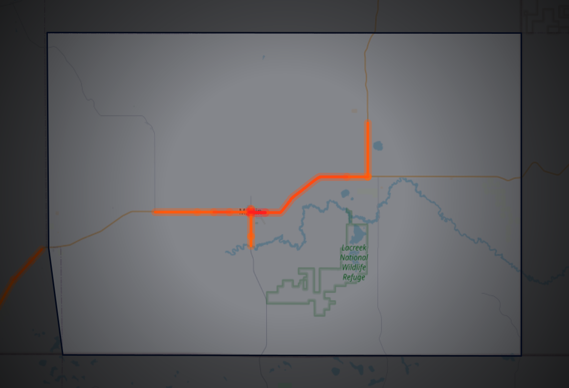 Traffic map of Bennett, South Dakota