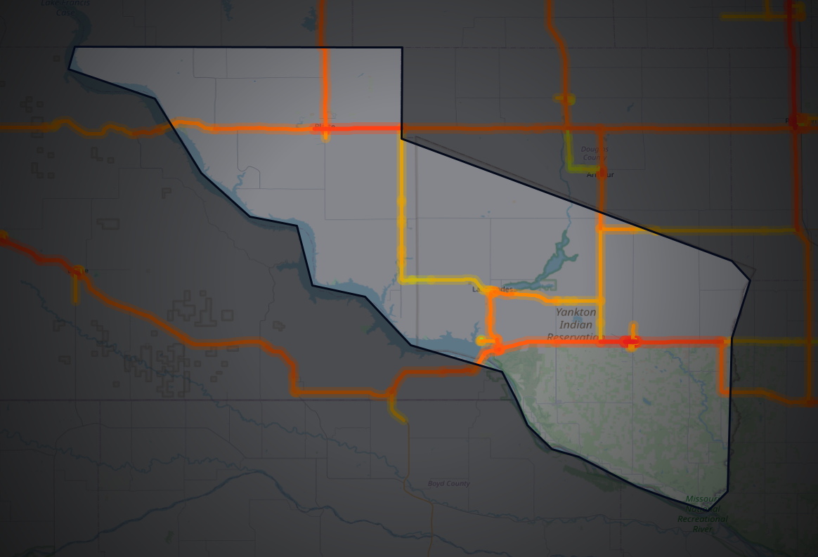 Traffic map of Charles Mix, South Dakota