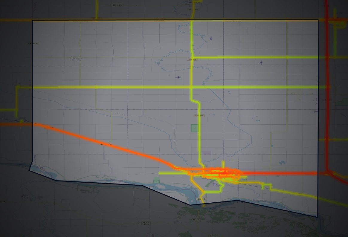 Traffic map of Clay, South Dakota