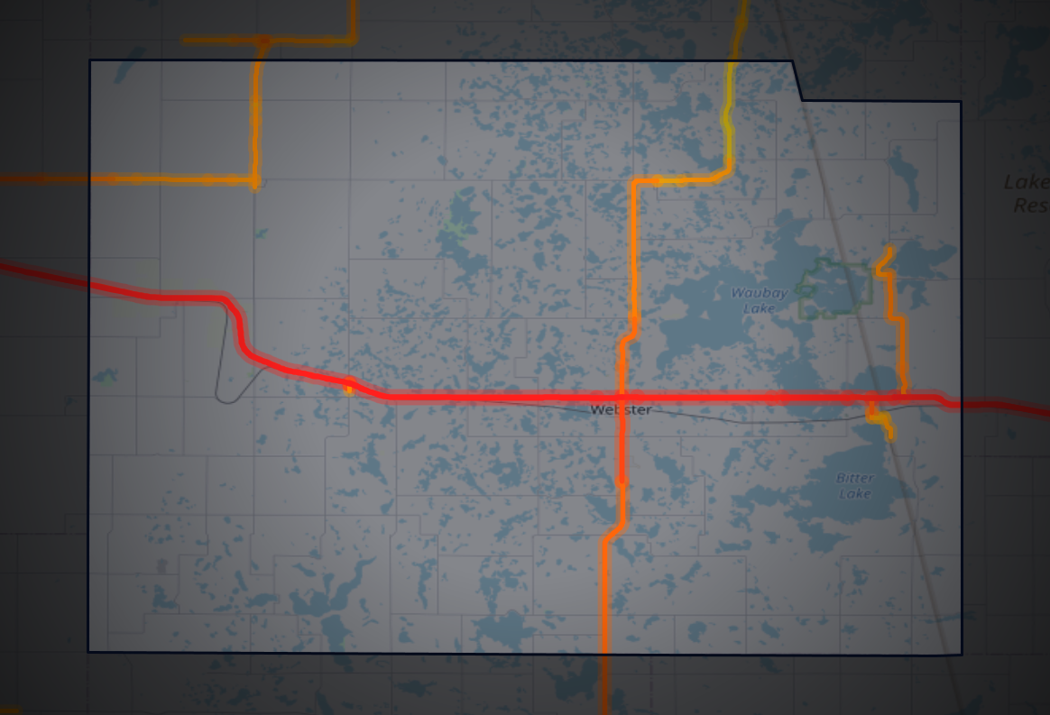 Traffic map of Day, South Dakota