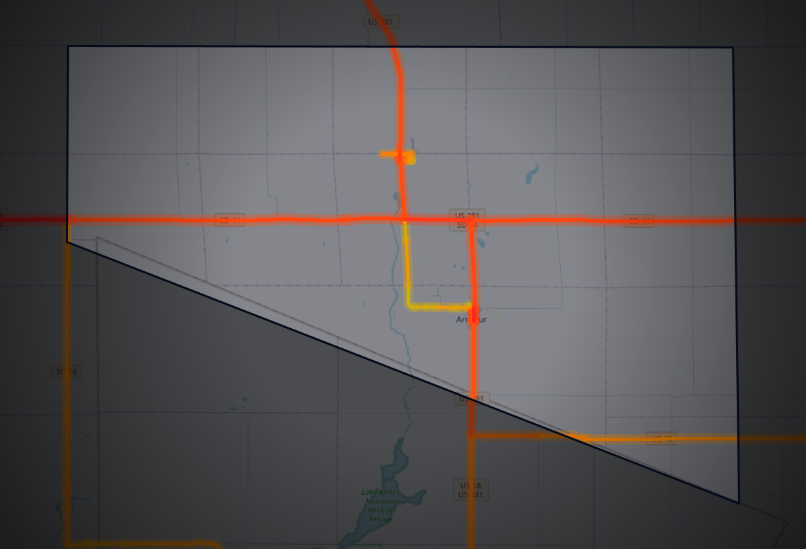 Traffic map of Douglas, South Dakota