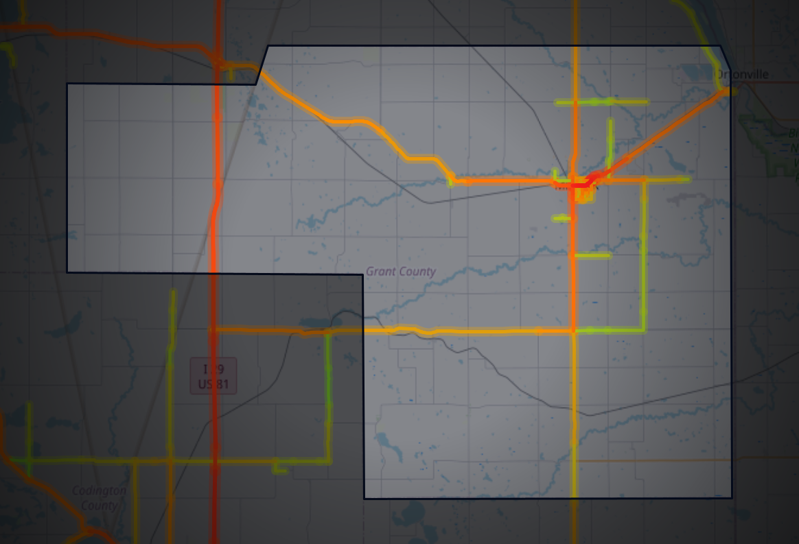 Traffic map of Grant, South Dakota