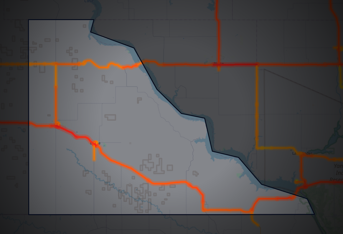 Traffic map of Gregory, South Dakota