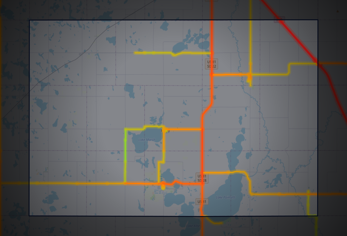 Traffic map of Hamlin, South Dakota
