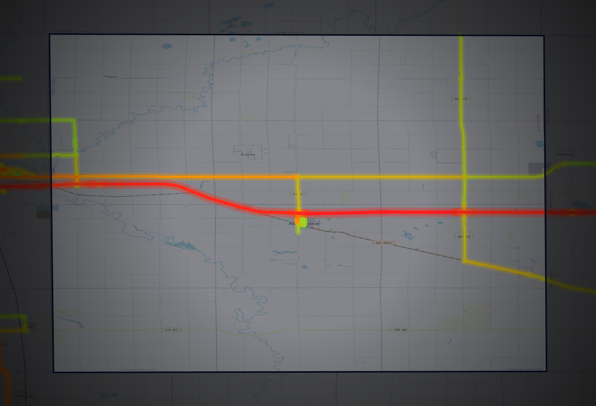 Traffic map of Hanson, South Dakota
