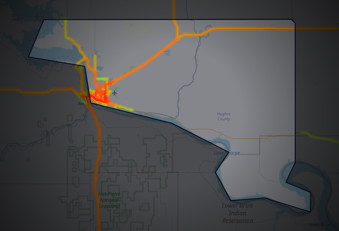 Traffic map of Hughes, South Dakota