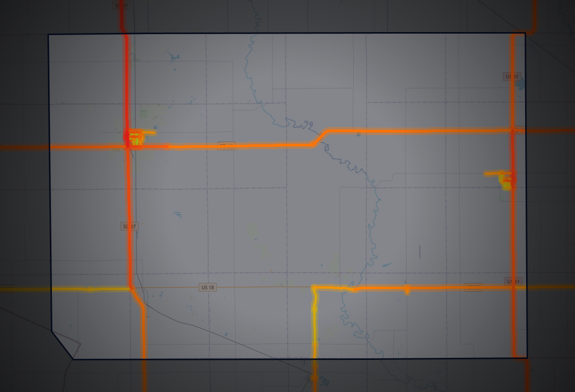 Traffic map of Hutchinson, South Dakota