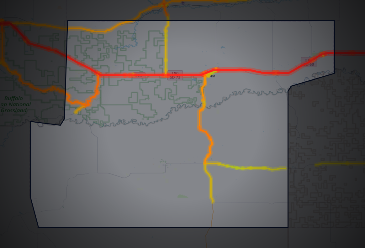 Traffic map of Jackson, South Dakota