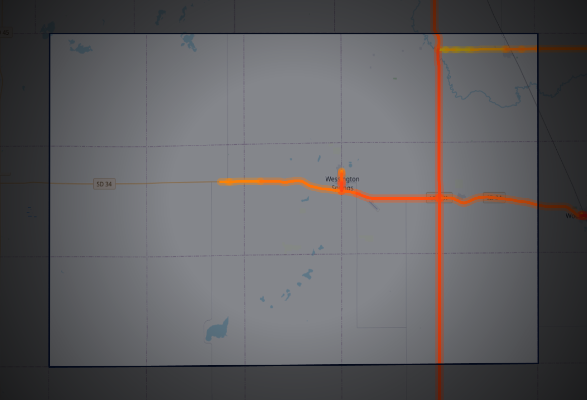 Traffic map of Jerauld, South Dakota