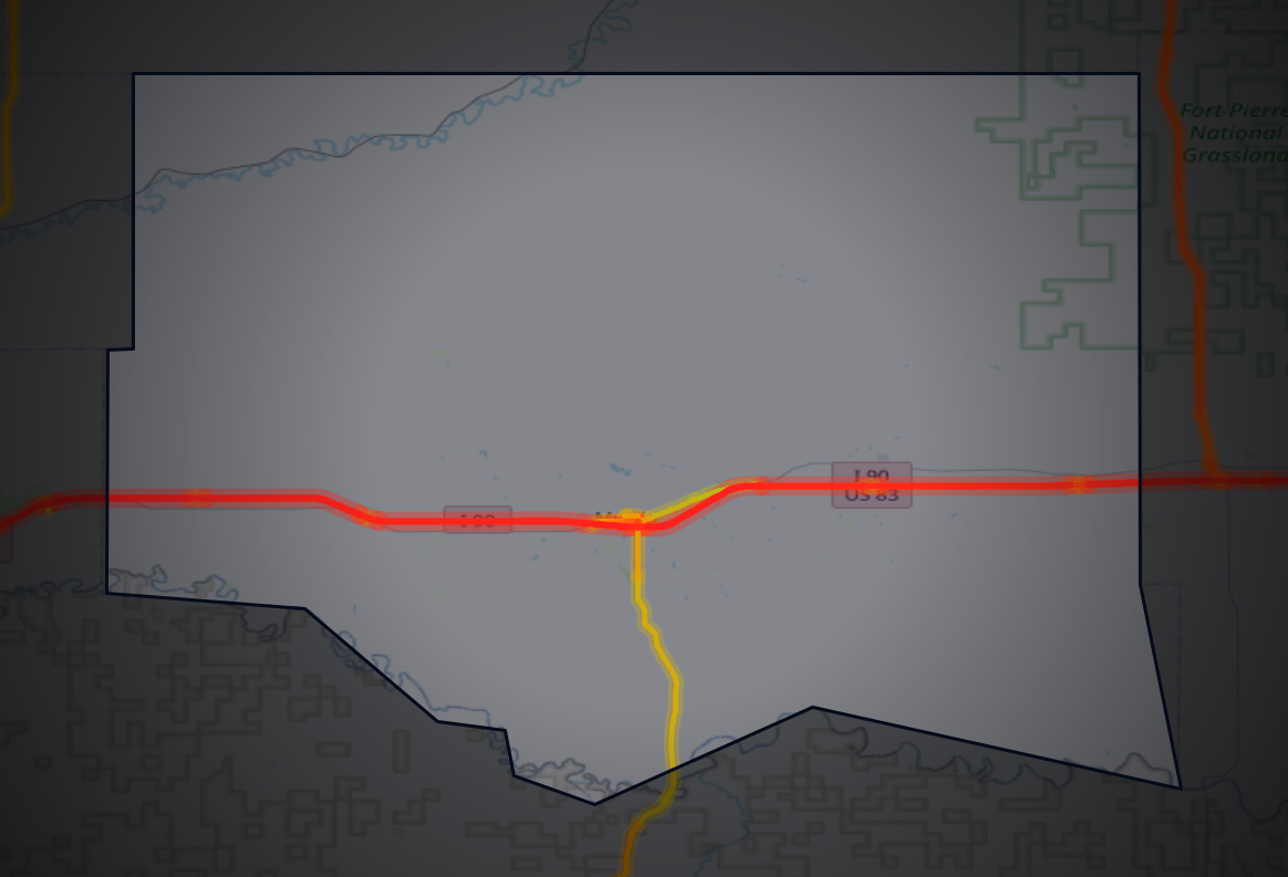 Traffic map of Jones, South Dakota