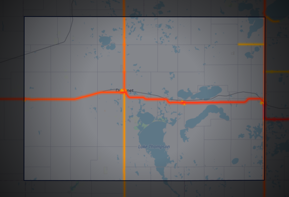 Traffic map of Kingsbury, South Dakota