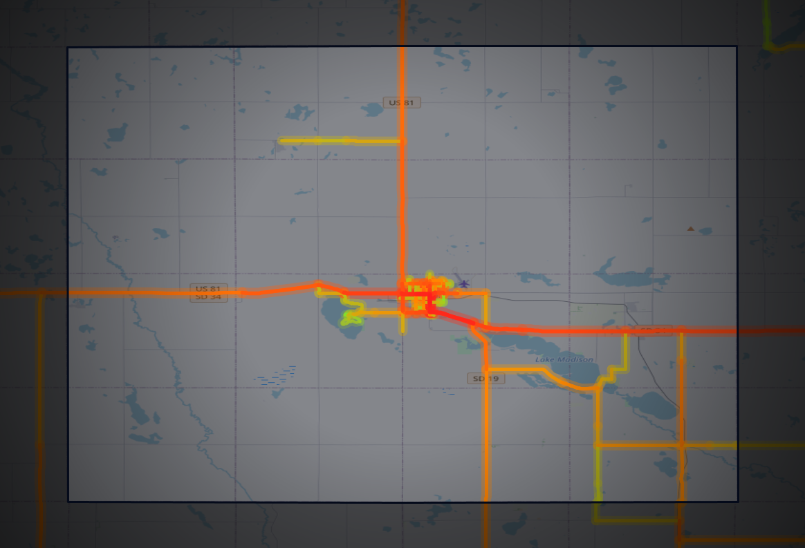 Traffic map of Lake, South Dakota