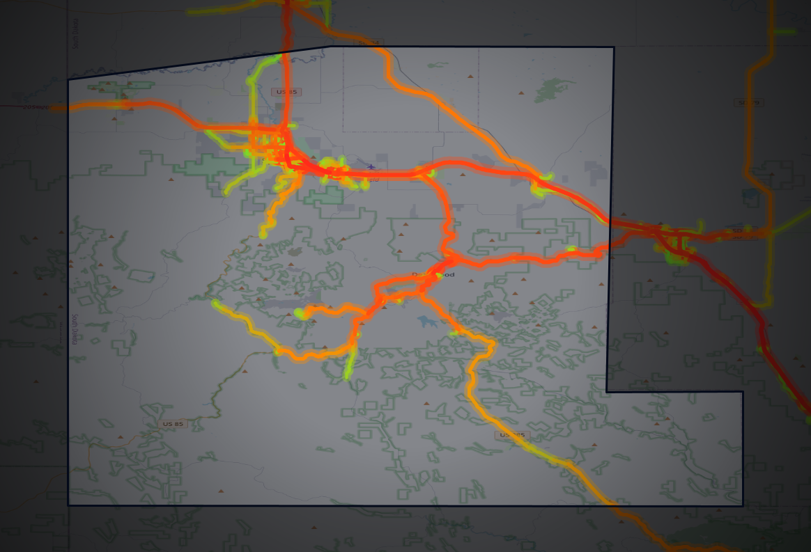 Traffic map of Lawrence, South Dakota