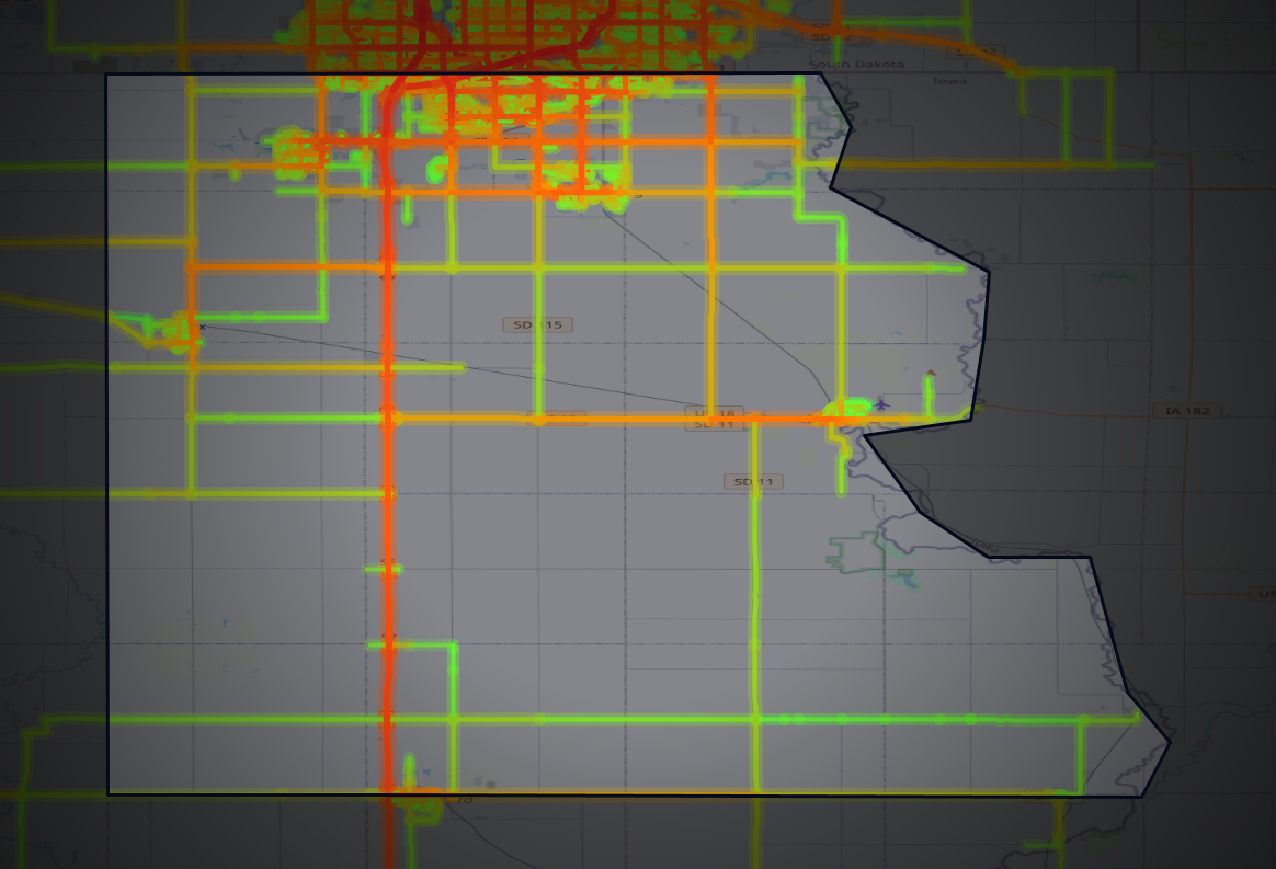 Traffic map of Lincoln, South Dakota