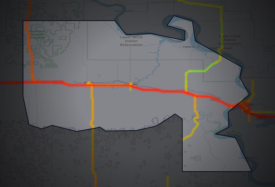 Traffic map of Lyman, South Dakota
