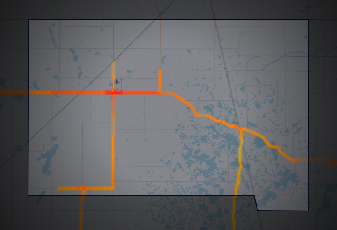 Traffic map of Marshall, South Dakota