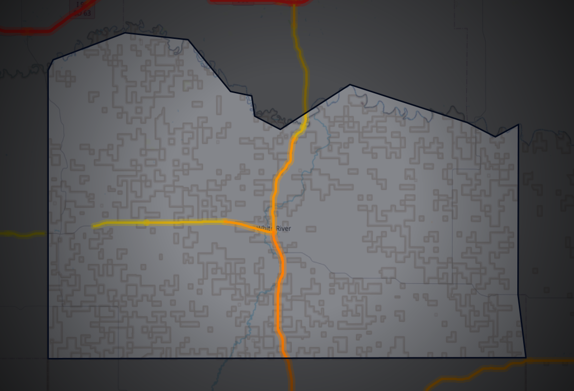 Traffic map of Mellette, South Dakota