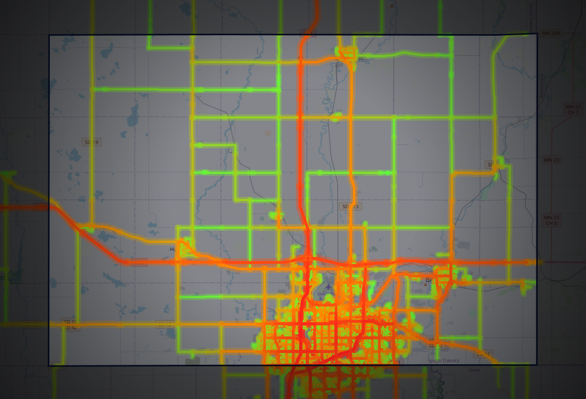 Traffic map of Minnehaha, South Dakota