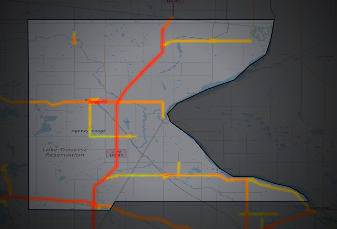 Traffic map of Roberts, South Dakota