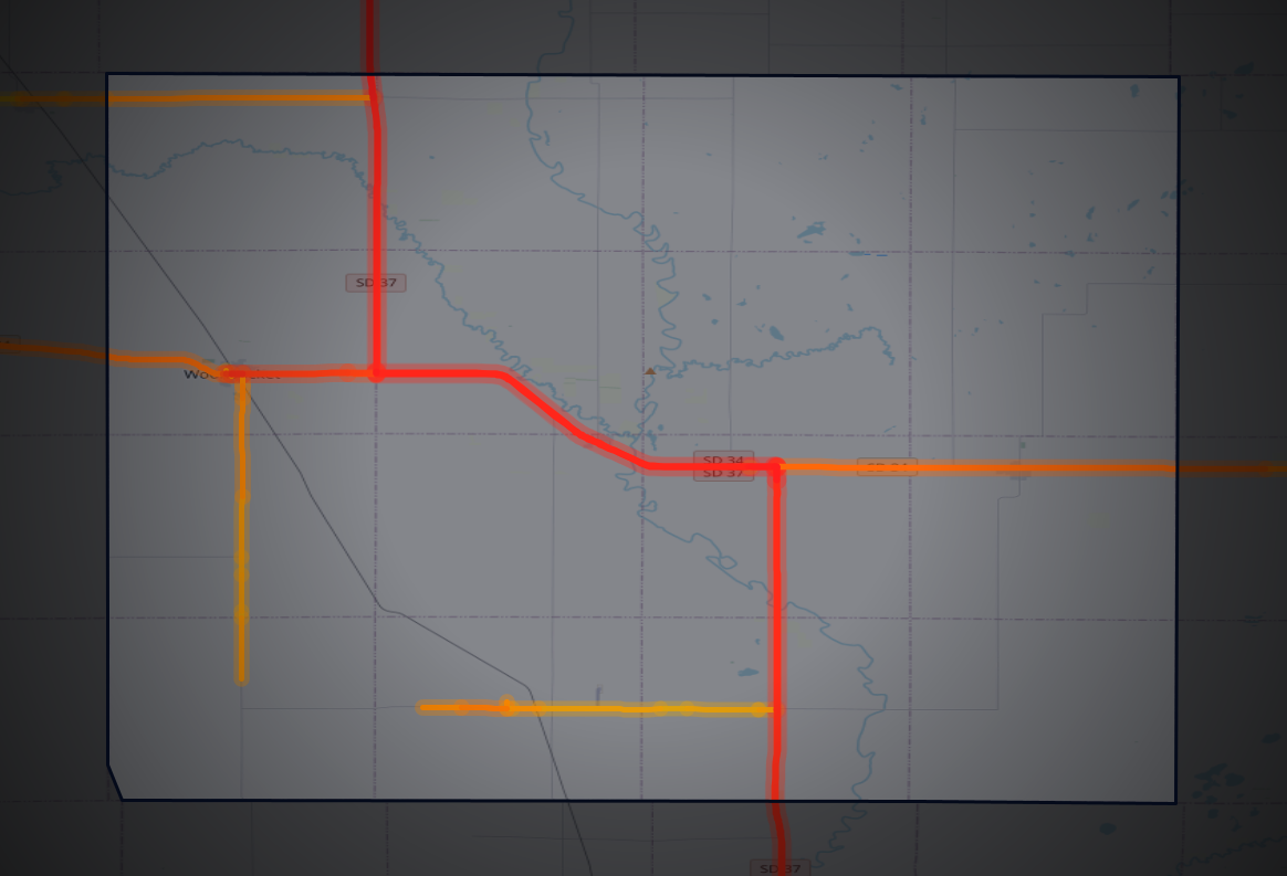 Traffic map of Sanborn, South Dakota