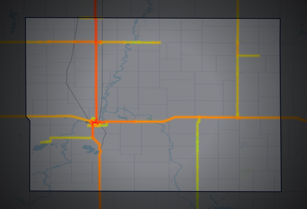 Traffic map of Spink, South Dakota