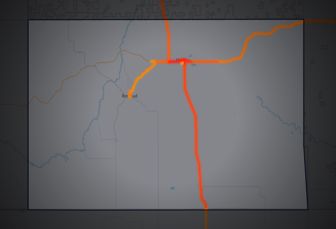 Traffic map of Todd, South Dakota