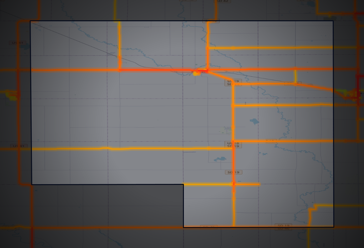 Traffic map of Turner, South Dakota