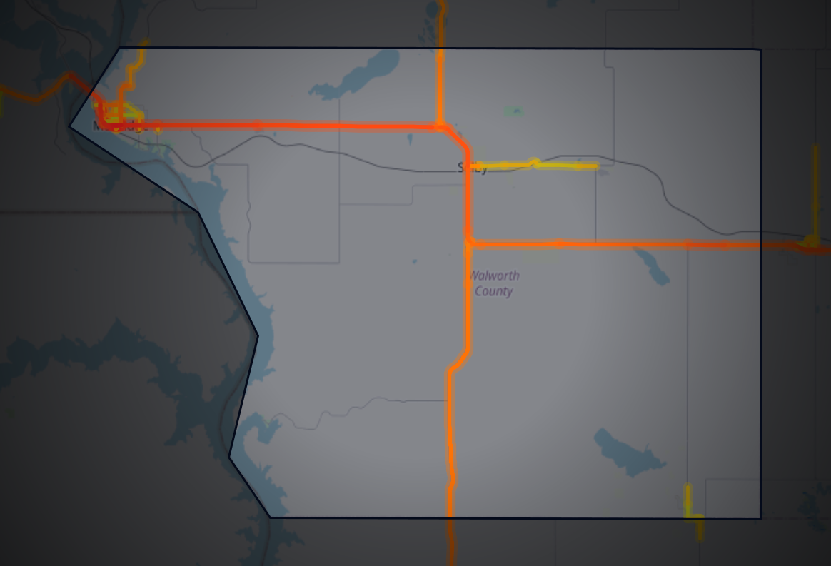 Traffic map of Walworth, South Dakota