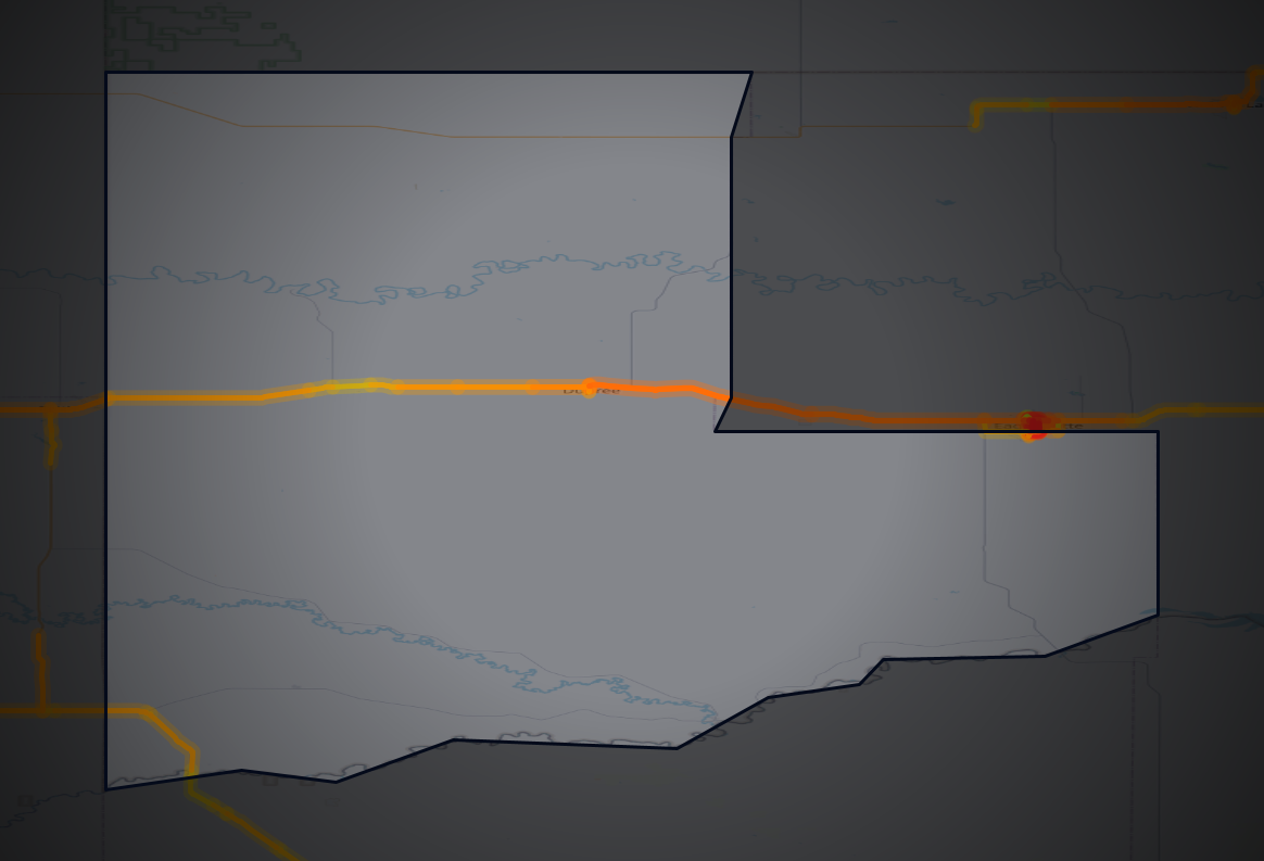 Traffic map of Ziebach, South Dakota