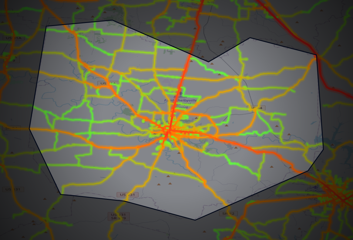 Traffic map of Bedford, Tennessee
