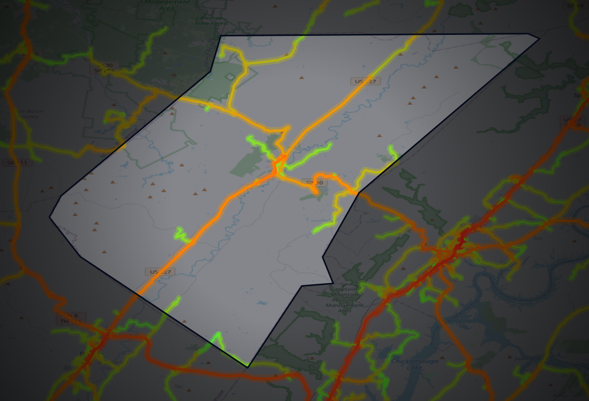 Traffic map of Bledsoe, Tennessee