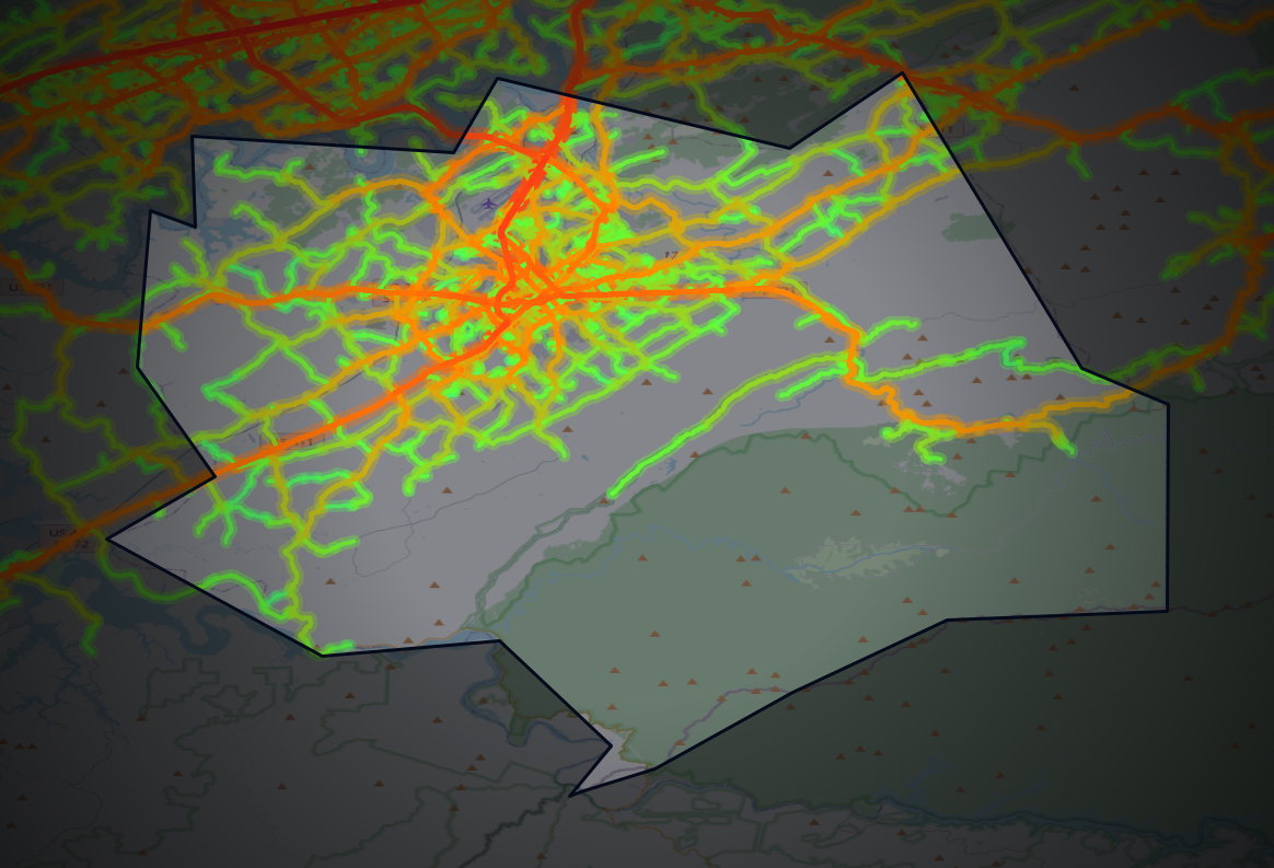 Traffic map of Blount, Tennessee